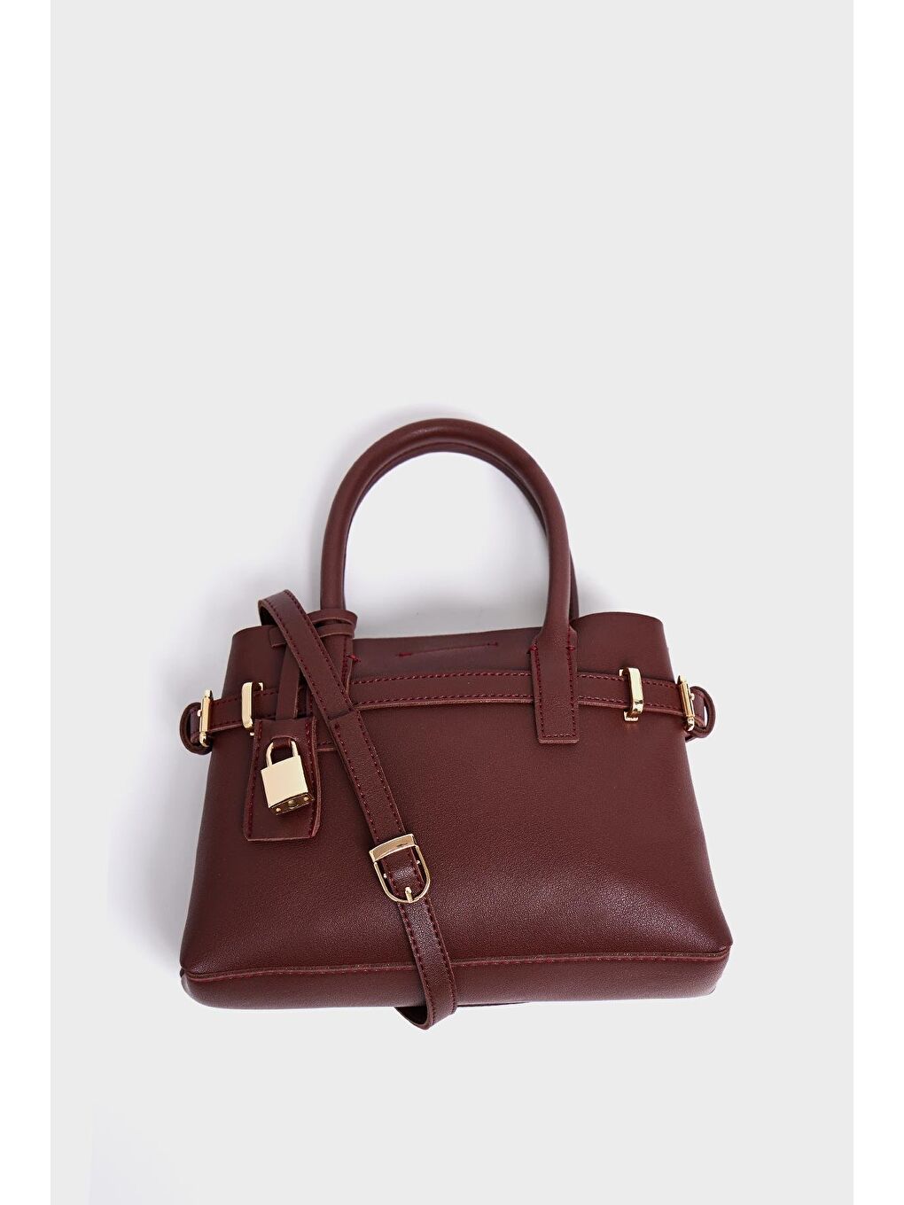 Mini Kilit Detaylı El Ve Omuz Çantası Bordo-4