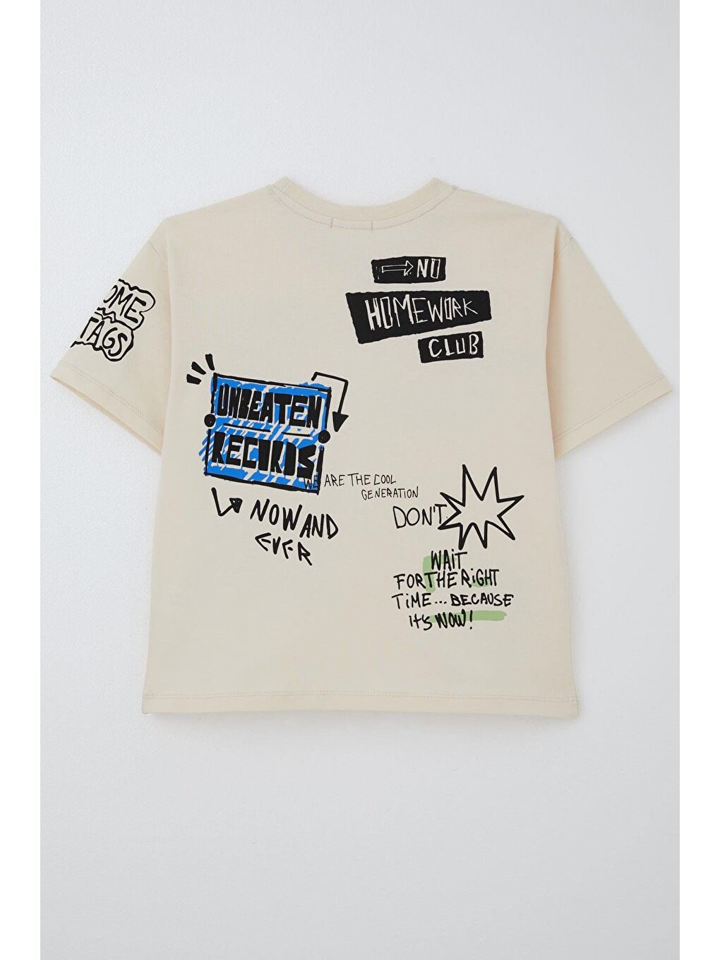 Ekru Erkek Çocuk Tişört Teknoloji Temalı Yazı Baskılı Krem (7-12 Yaş)-1