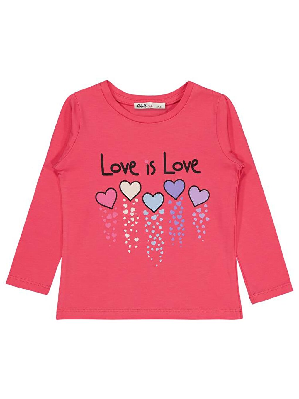 Girls Love is Love Baskılı 2-5 Yaş Sweatshirt - Pembe 2-3 Yaş