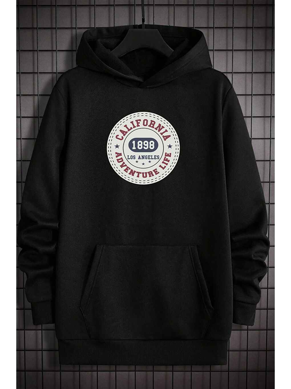 Siyah California Baskılı Oversize Sweatshirt