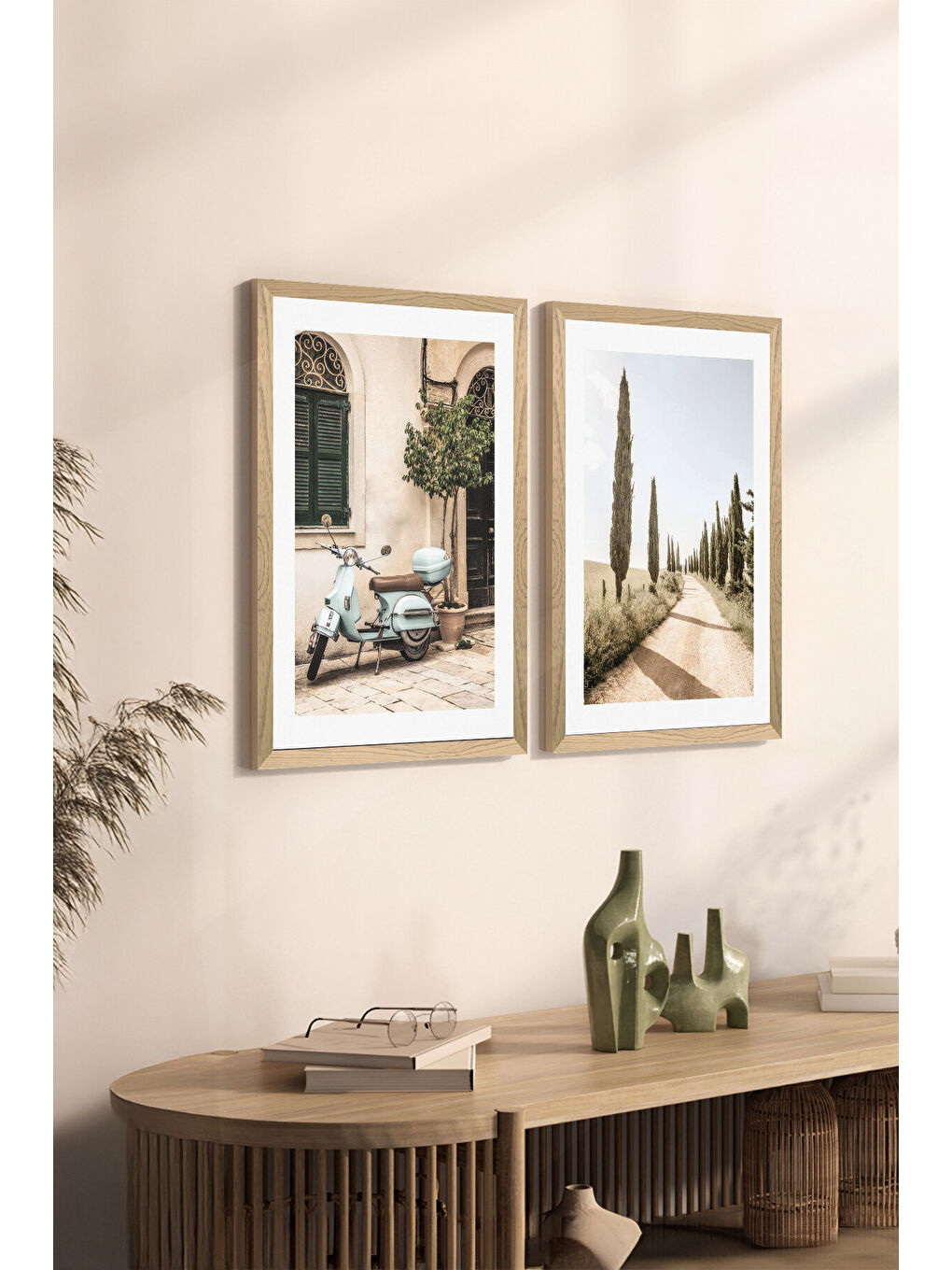 Beyaz 2 Parça Ahşap Çerçeve Görünümlü Mdf Tablo Seti 33x48 Cm - Model 2 - ERSY2MDFMODEL2-2030-1