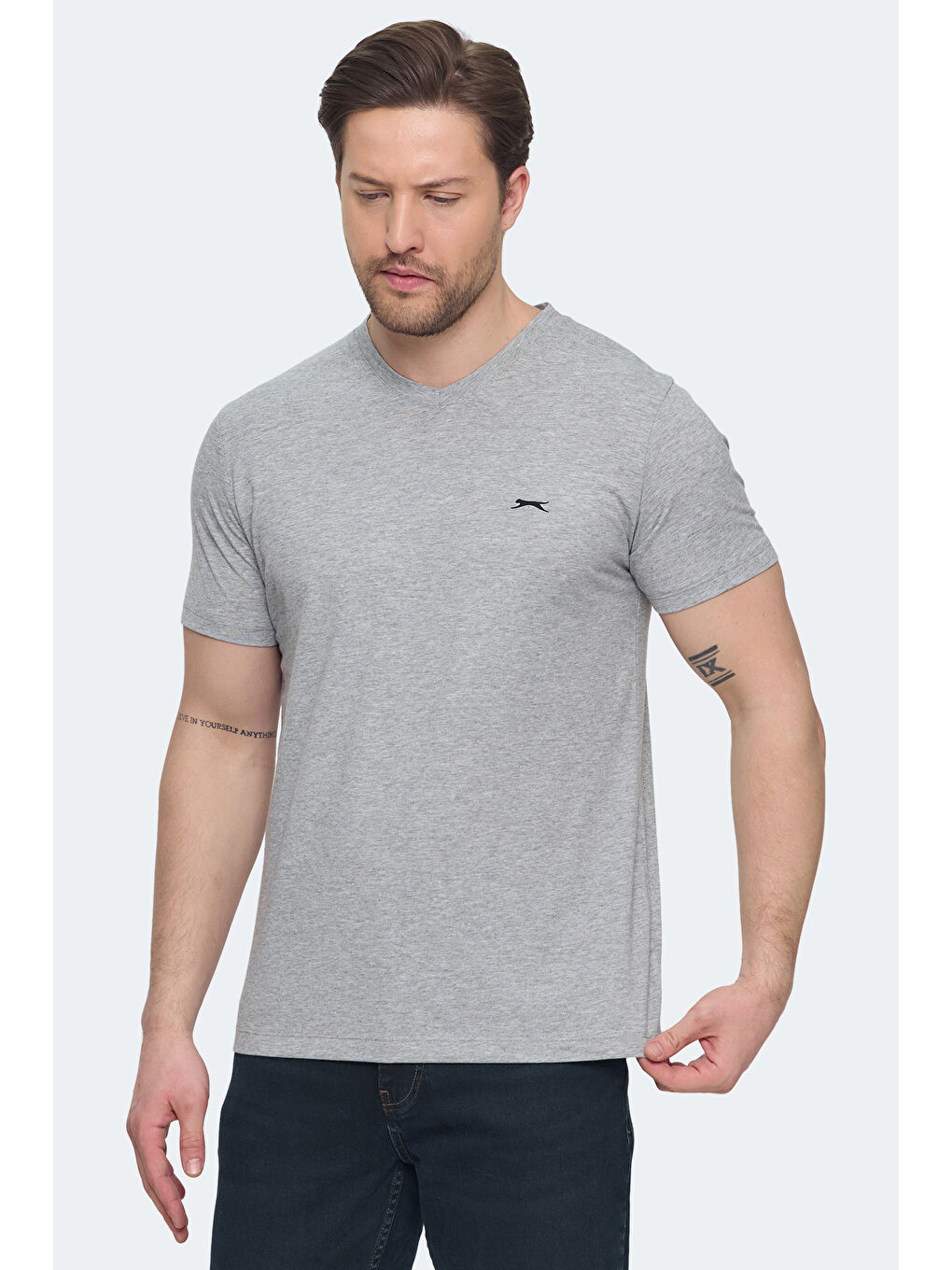 SARGON KTN Erkek %100 Pamuk Tişört Gri-5