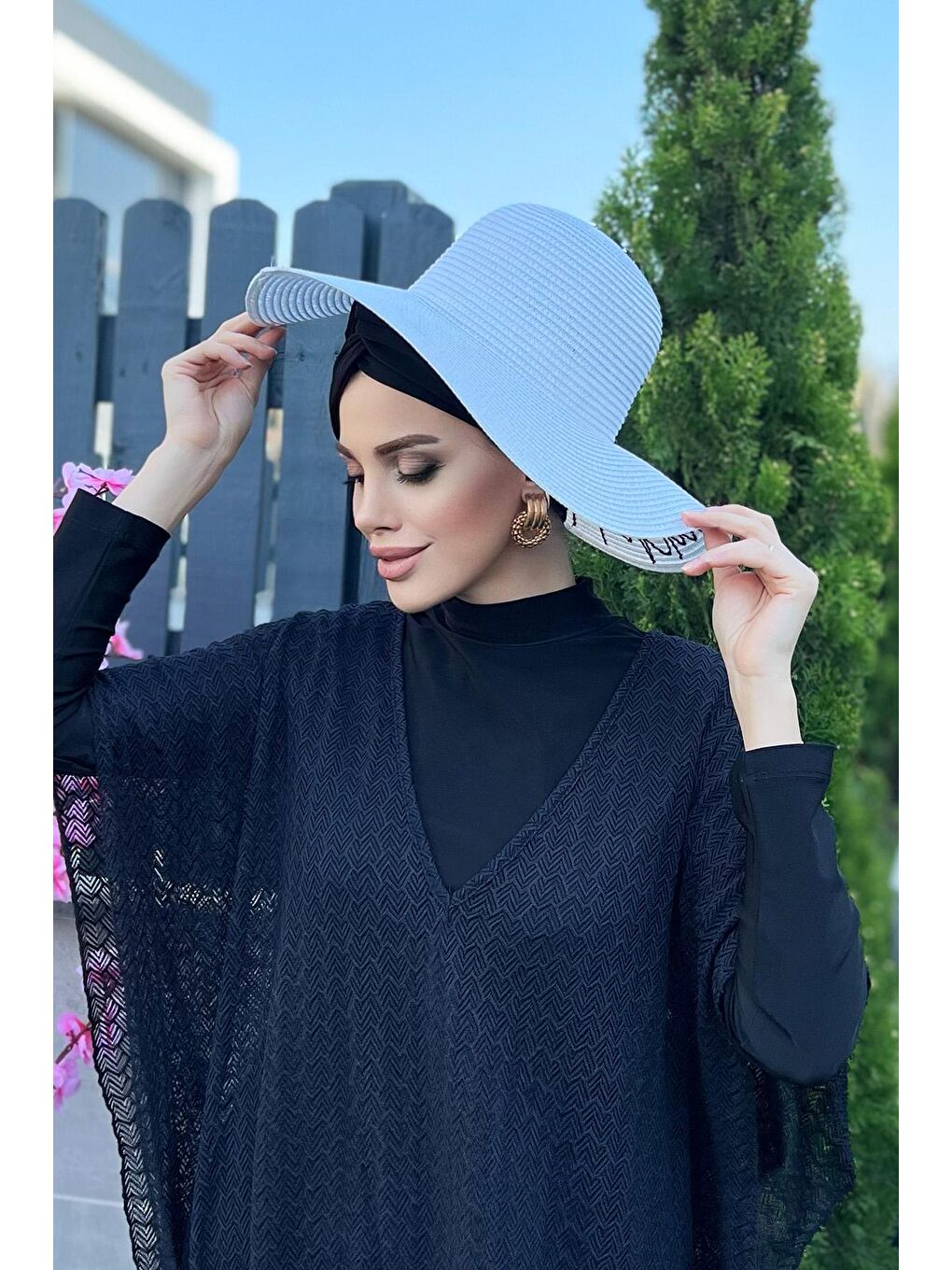 Beach Please Yazılı Hasır Şapka Beyaz RŞ-35-1