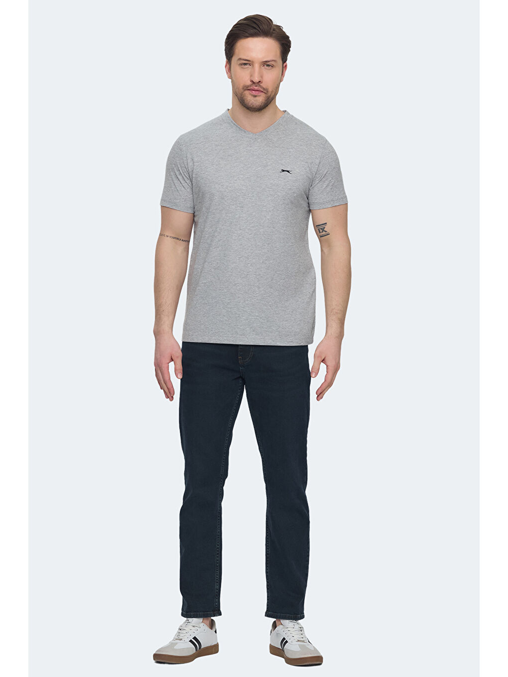 SARGON KTN Erkek %100 Pamuk Tişört Gri-6