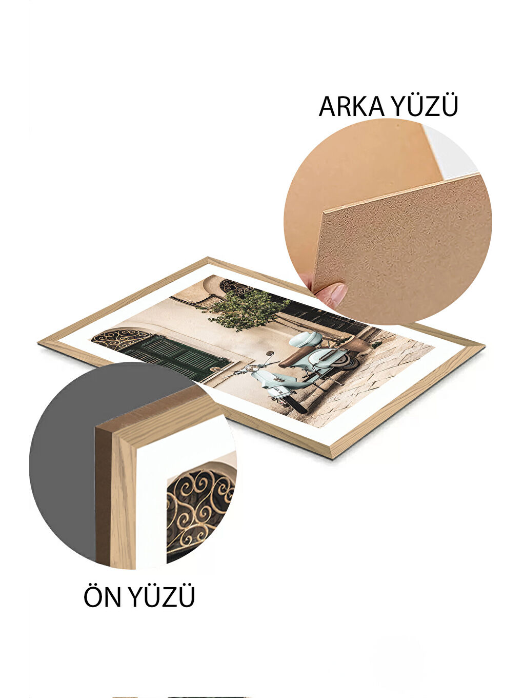 Beyaz 2 Parça Ahşap Çerçeve Görünümlü Mdf Tablo Seti 33x48 Cm - Model 2 - ERSY2MDFMODEL2-2030-2