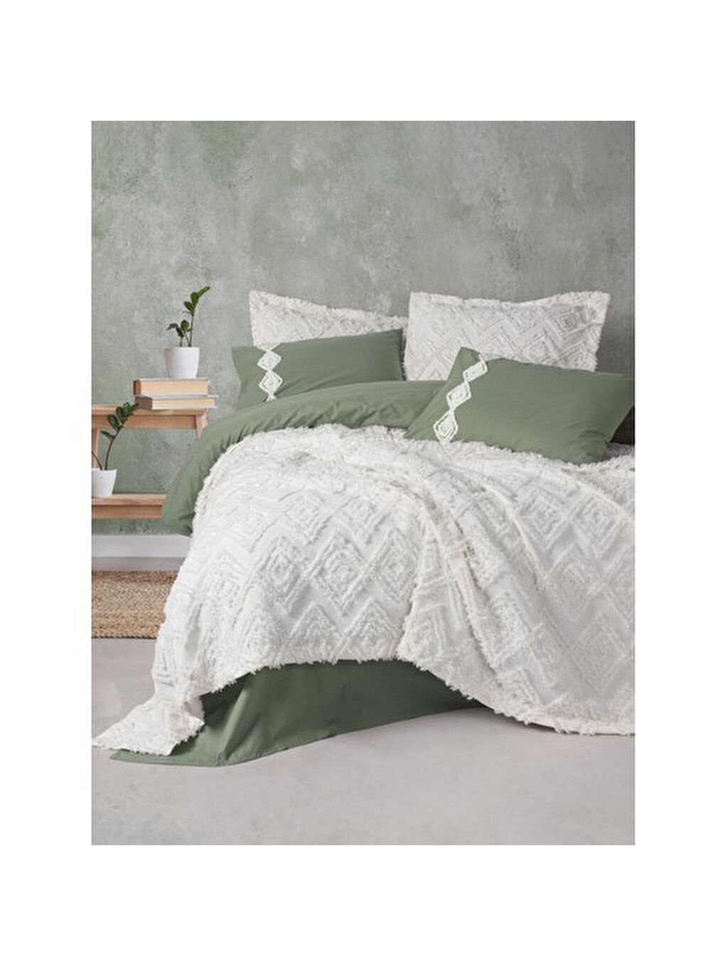 Karışık Pamuk Box Limi Yatak Örtülü Nevresim Takımı Luke Krem