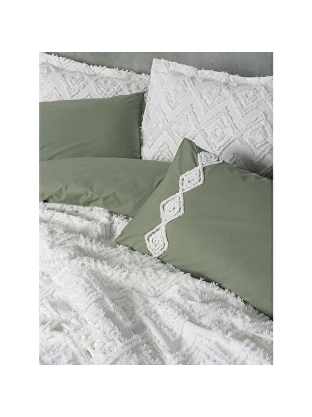 Karışık Pamuk Box Limi Yatak Örtülü Nevresim Takımı Luke Krem-1