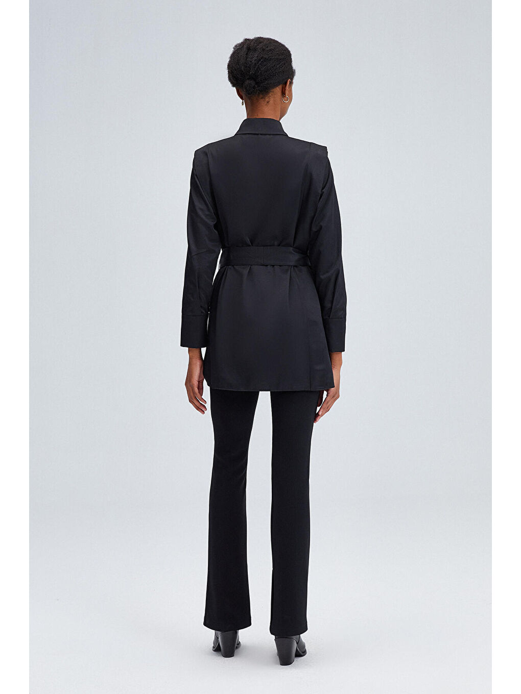 Siyah Kuşaklı Poplin Gömlek Tunik-3