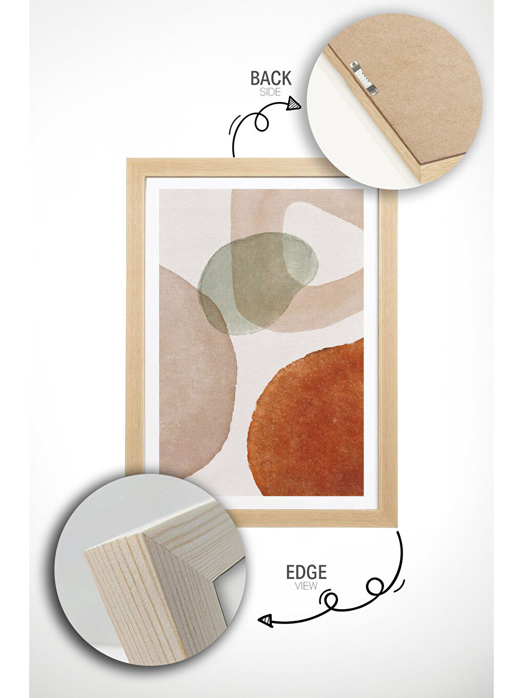 Beyaz 2 Parça Gerçek Ahşap Renkli Çerçeveli Tablo Seti - Model 21 - ERSY2LIMODEL21-AHSAP-1