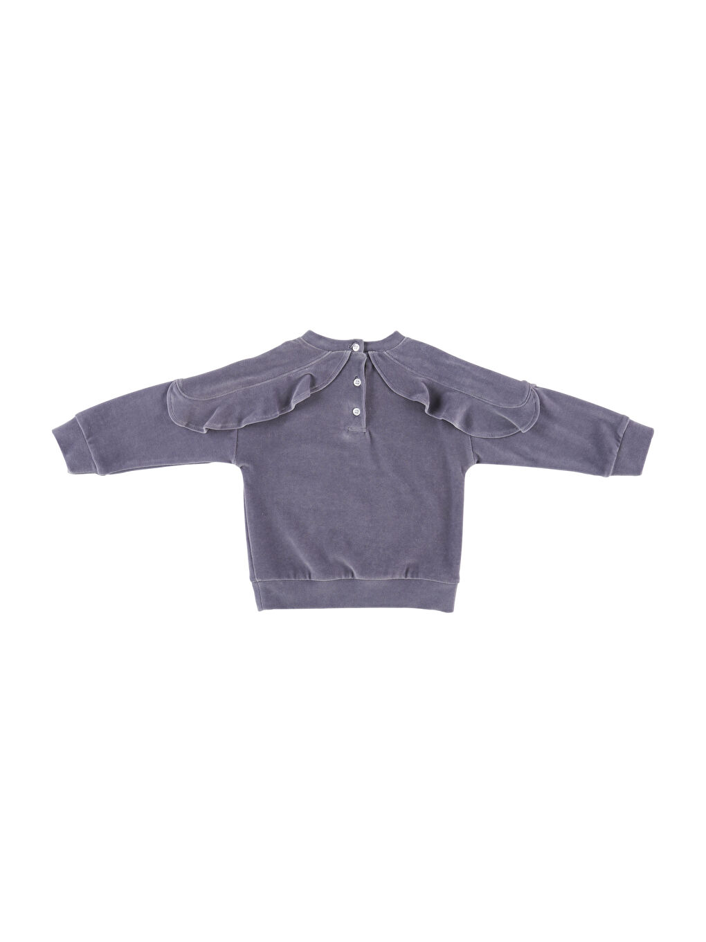 Panço Mor Kız Çocuk  Fırfır Detaylı Sweatshirt - 1