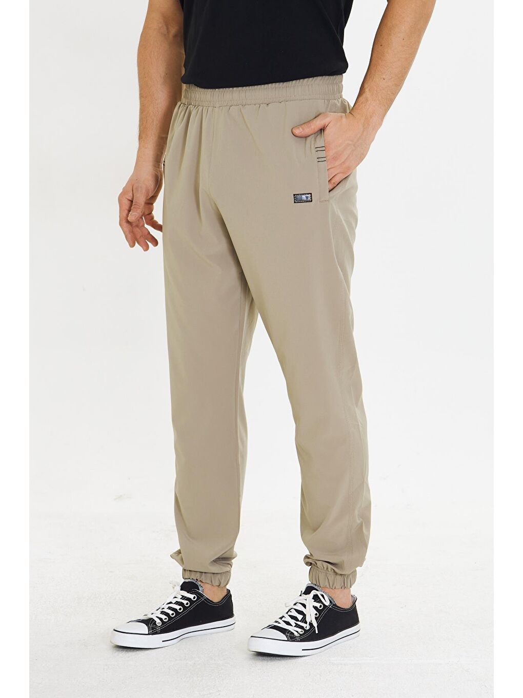Erkek Stretchfit Esnek Lastik Paçalı Eşofman Altı Bej 2663-B-2