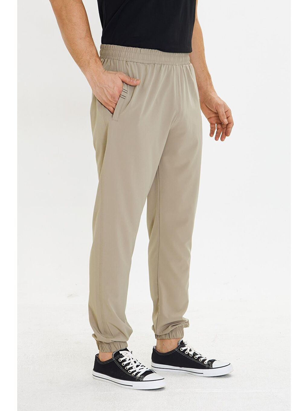Erkek Stretchfit Esnek Lastik Paçalı Eşofman Altı Bej 2663-B-4