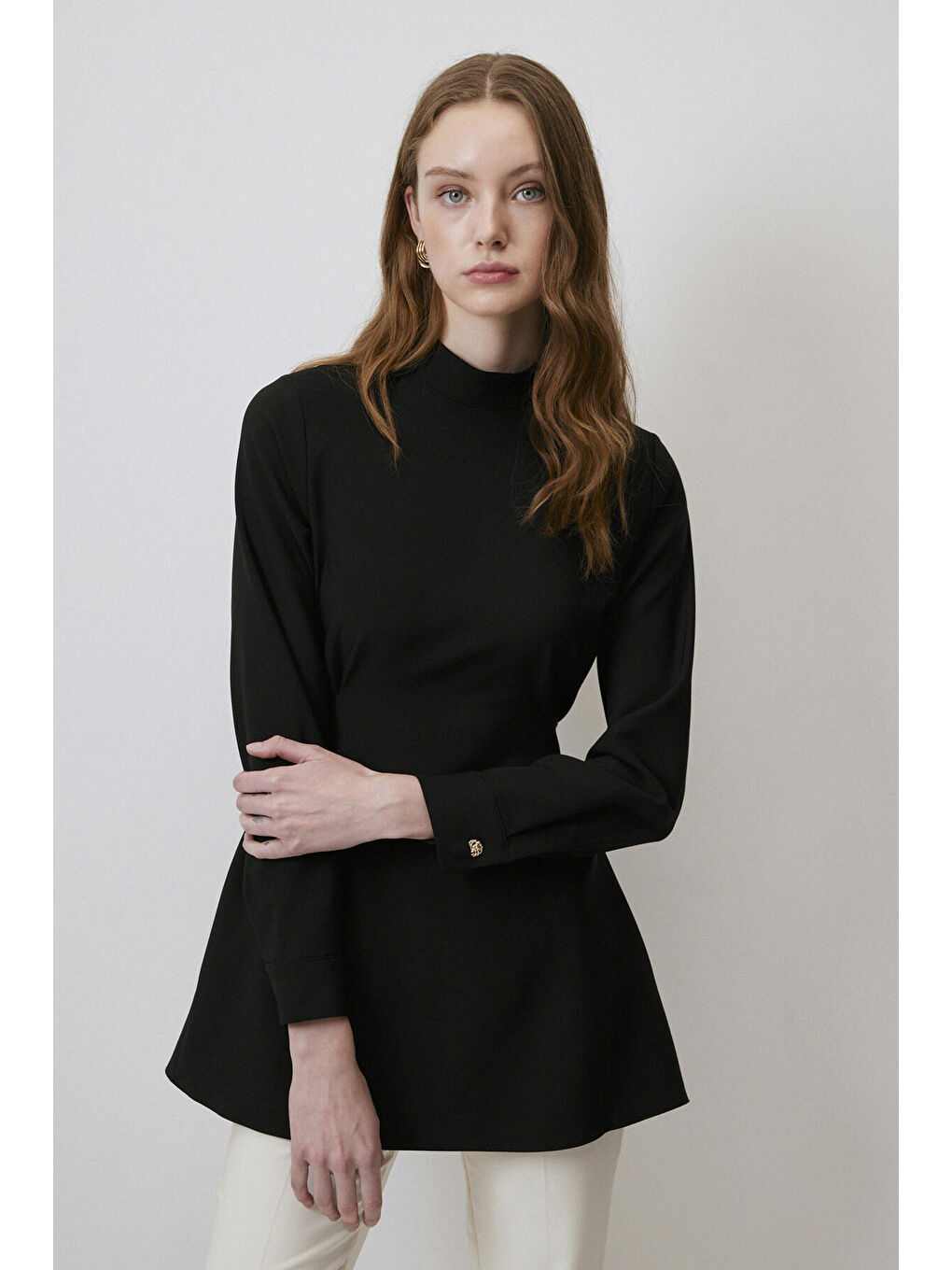 Siyah Bağlama Detaylı Tunik-3