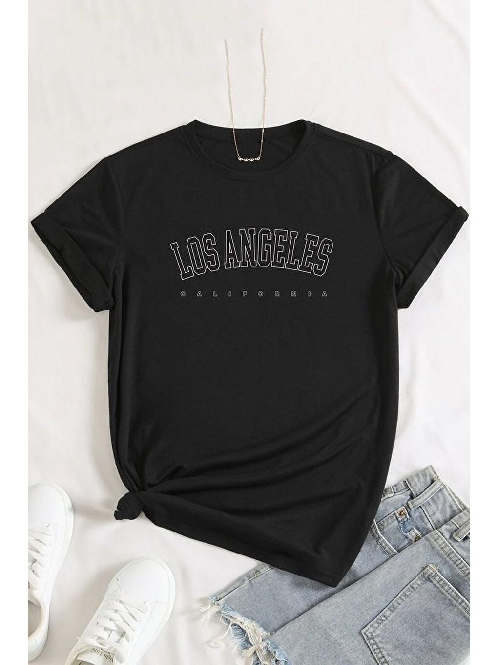 uyguntarz Siyah Unisex Los Angles Tasarım Tshirt