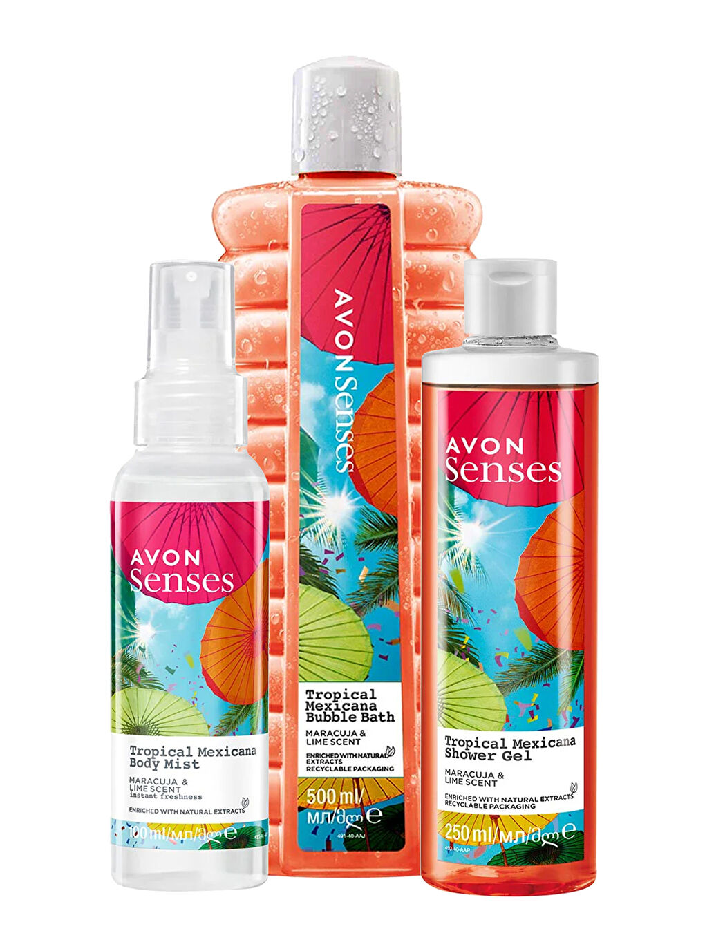 AVON Renksiz Tropical Mexicana Duş Jeli Banyo Köpüğü ve Vücut Spreyi Paketi