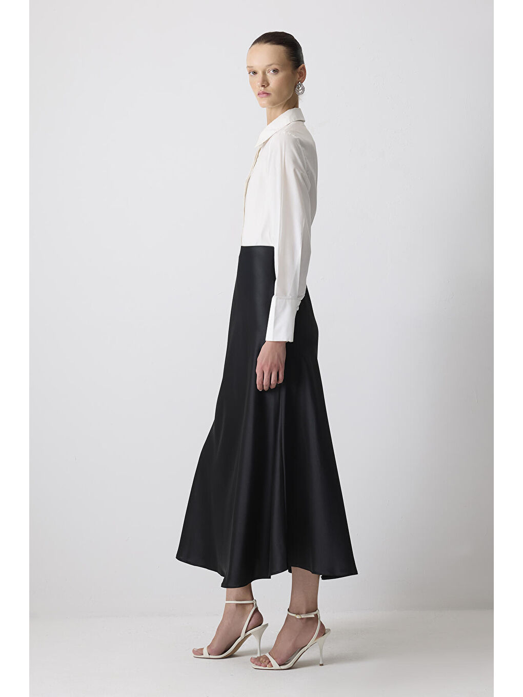 Siyah Basıc Saten Etek-2