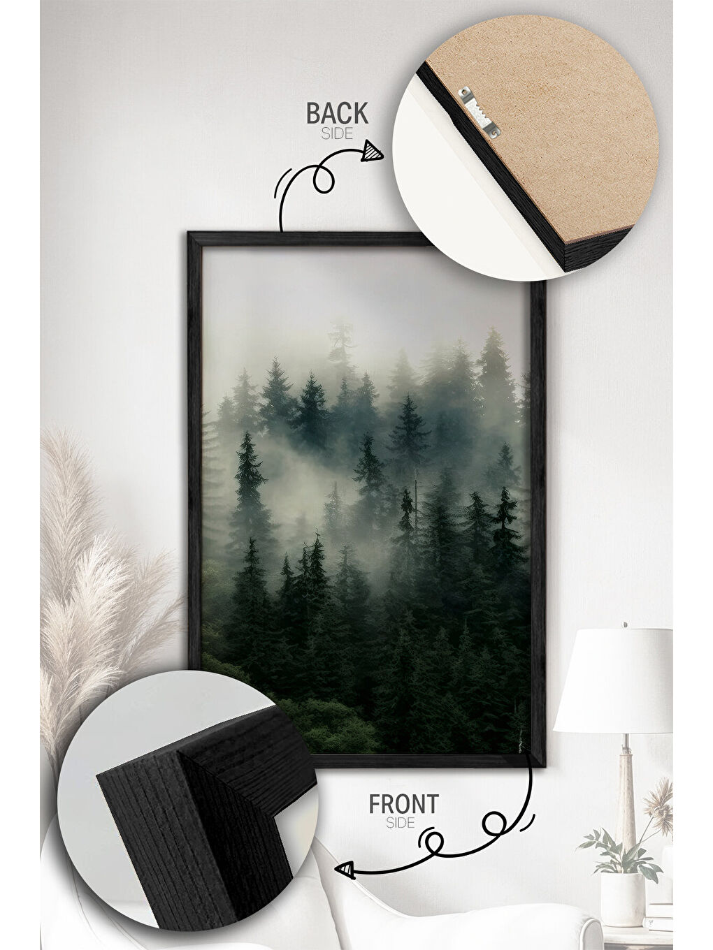 Beyaz 2 Parça Gerçek Siyah Renkli Çerçeveli Tablo Seti - Model 19 - ERSY2LIMODEL19-SIYAH-1