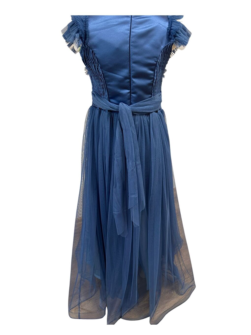 Mavi Beli Taşlı Püsküllü Abiye 3005-1