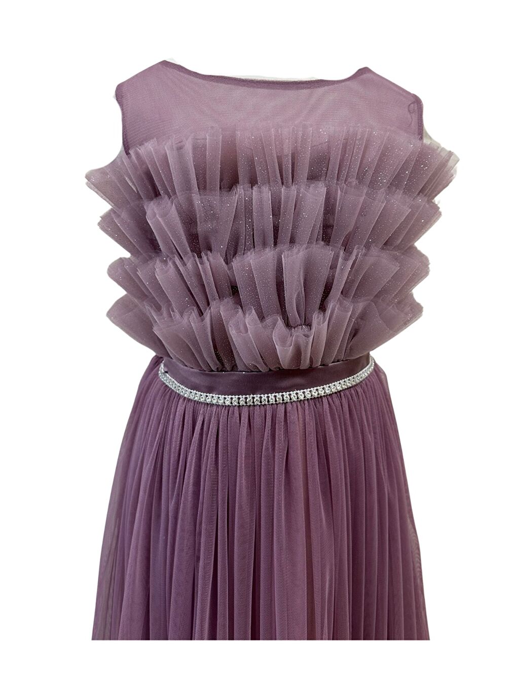 Mor Beli Taşlı Püsküllü Abiye 2307-1