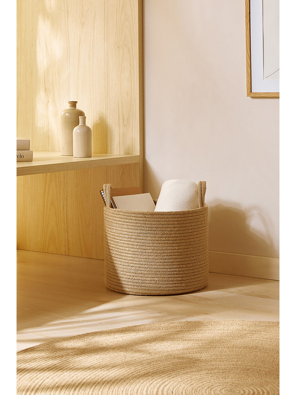 Bej Jüt Halat Sepet 35 x 27 cm