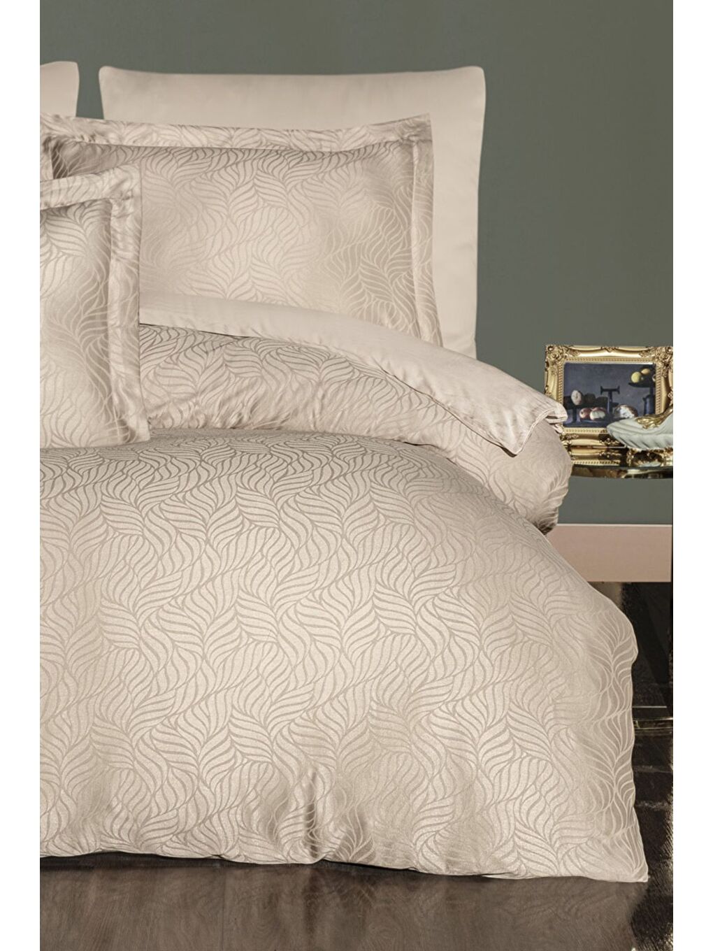 Karışık Liyosel Jakar Nevresim Takımı King Size (Battal Boy) - Lienzo Cappuccino