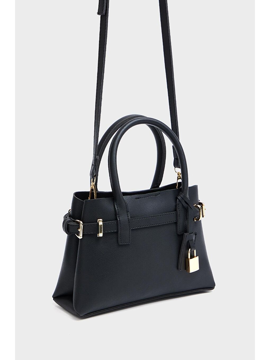 Mini Kilit Detaylı El Ve Omuz Çantası Siyah-2