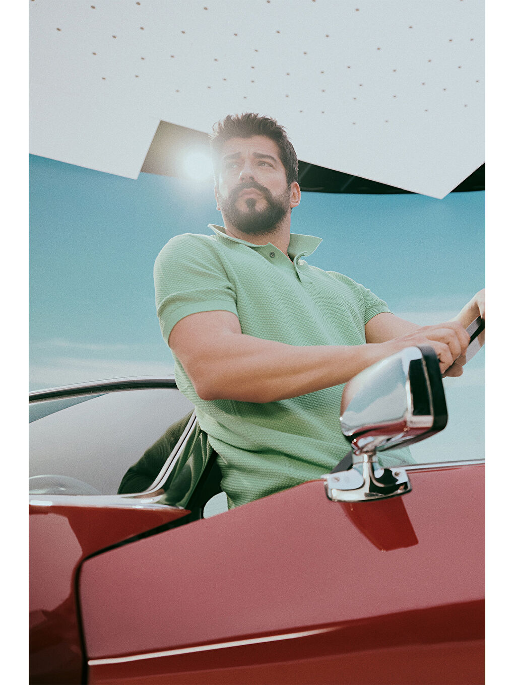 Erkek Yeşil Standart Fit Normal Kesim Polo Yaka %100 Pamuk Kısa Kollu Triko-1