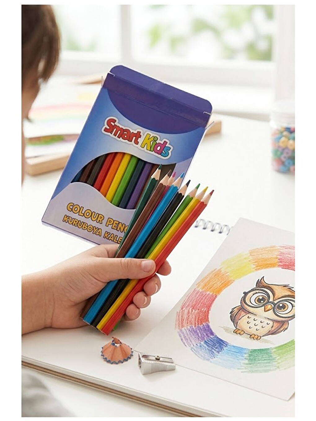 12 Li Kuru Boya Kalemi 1 Paket Smart Kids 12 Renk Kuruboya Kısa Boy Canlı Renkli Boya Kalem Öğrenci-3