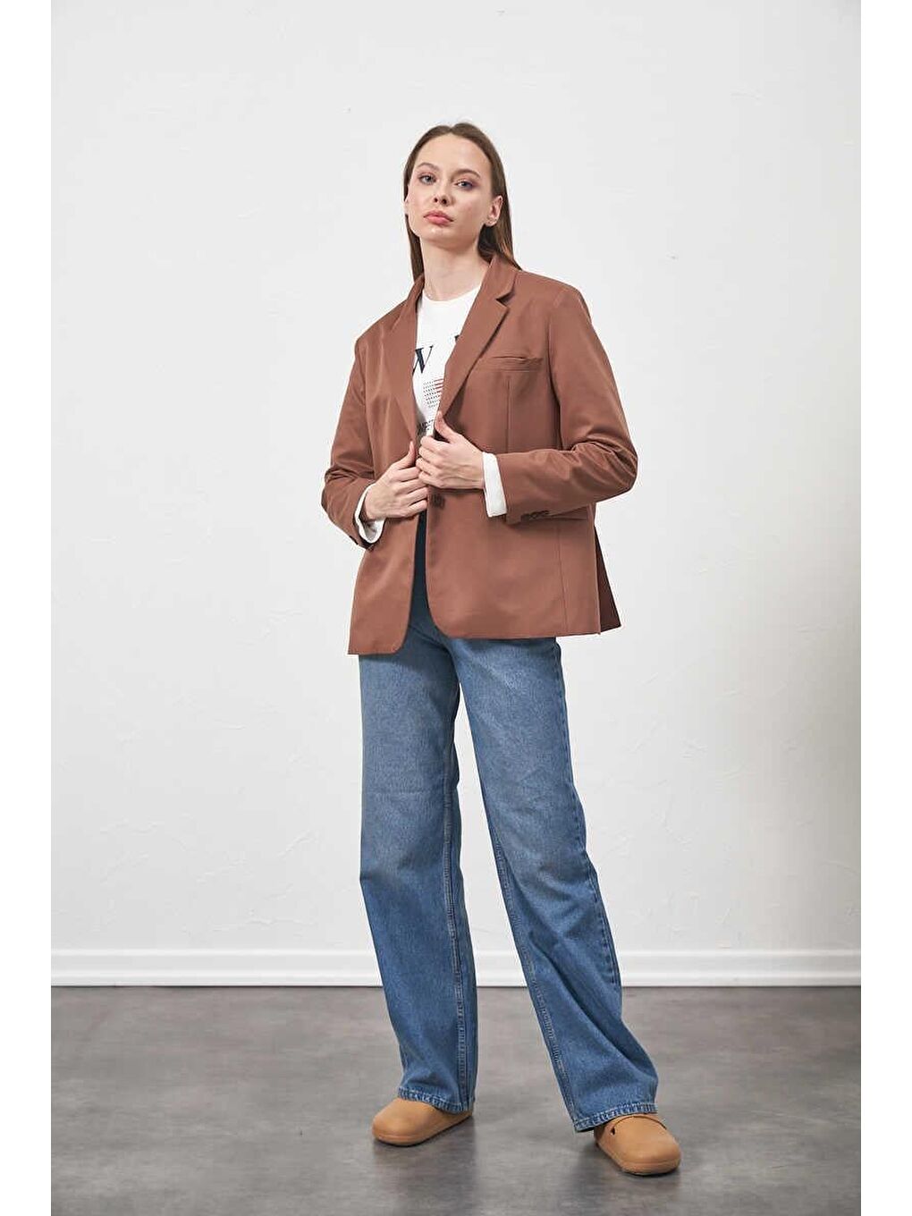 Karışık Blazer Ceket Kahve