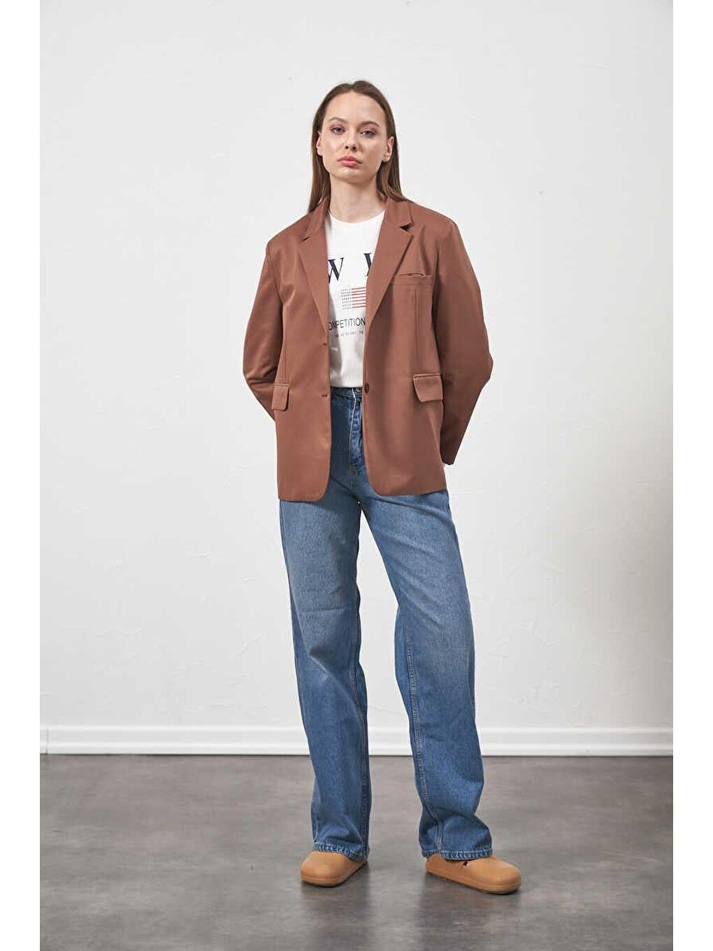 Karışık Blazer Ceket Kahve-2