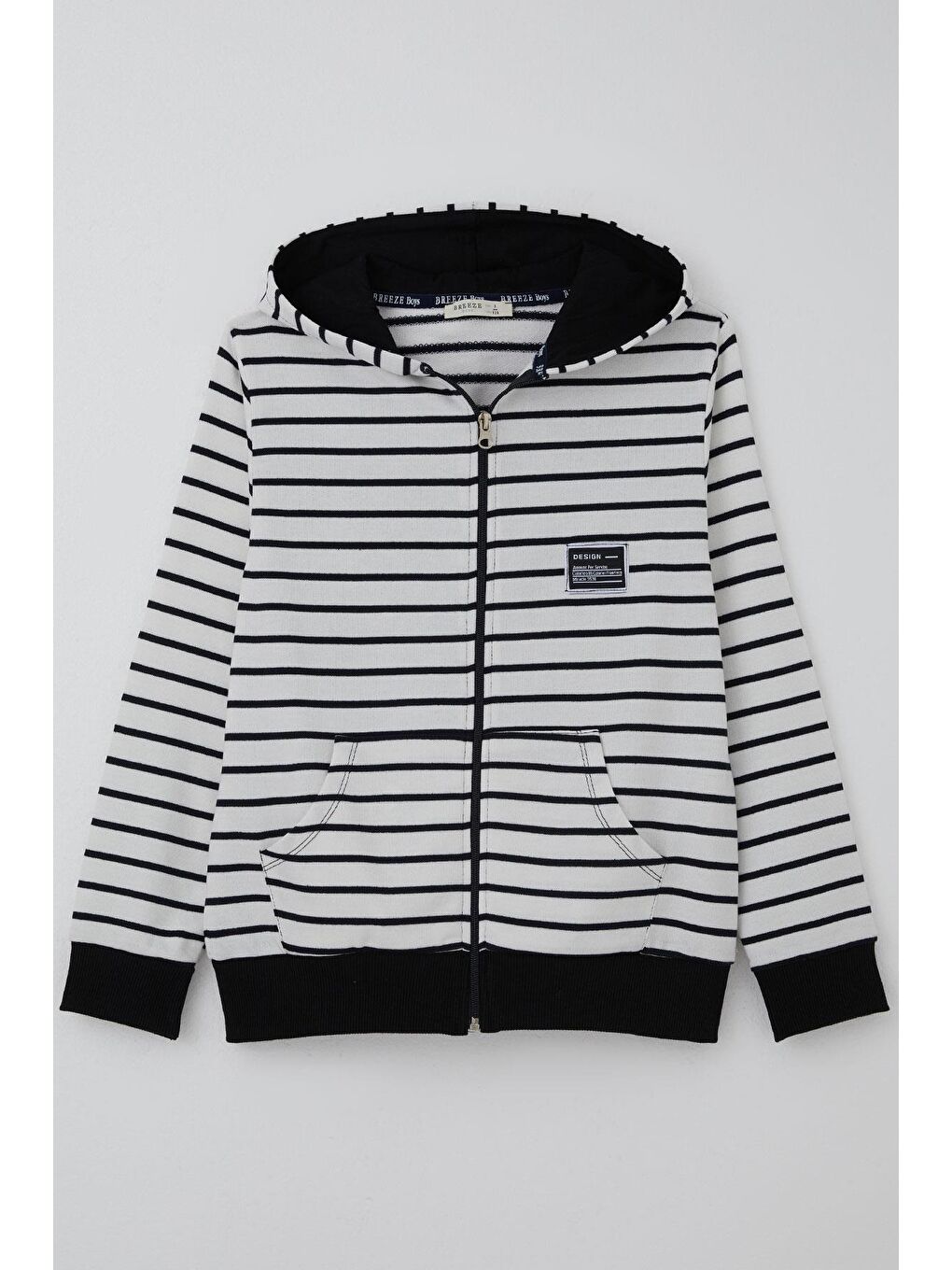 Erkek Çocuk Hırka Arma Detaylı Fermuarlı Kapüşonlu Beyaz (4-8 Yaş)