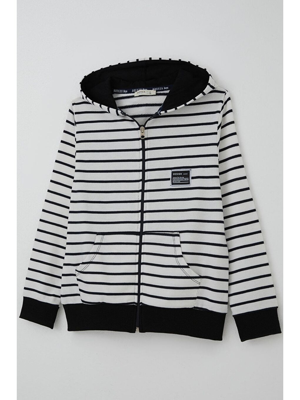 Erkek Çocuk Hırka Arma Detaylı Fermuarlı Kapüşonlu Beyaz (4-8 Yaş)-2