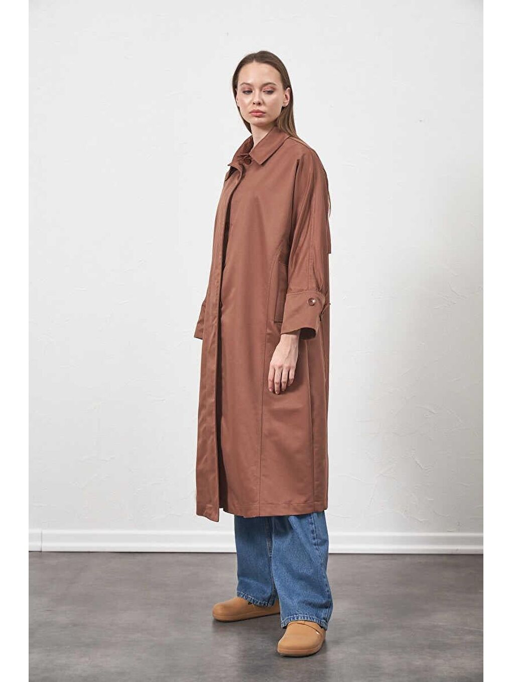 Karışık Oversize Trenchcoat Ceket Kahve