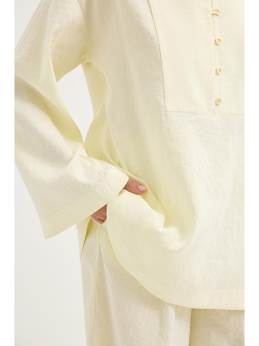 Britli Oversize Tunik Pantolon Takım Sarı-3