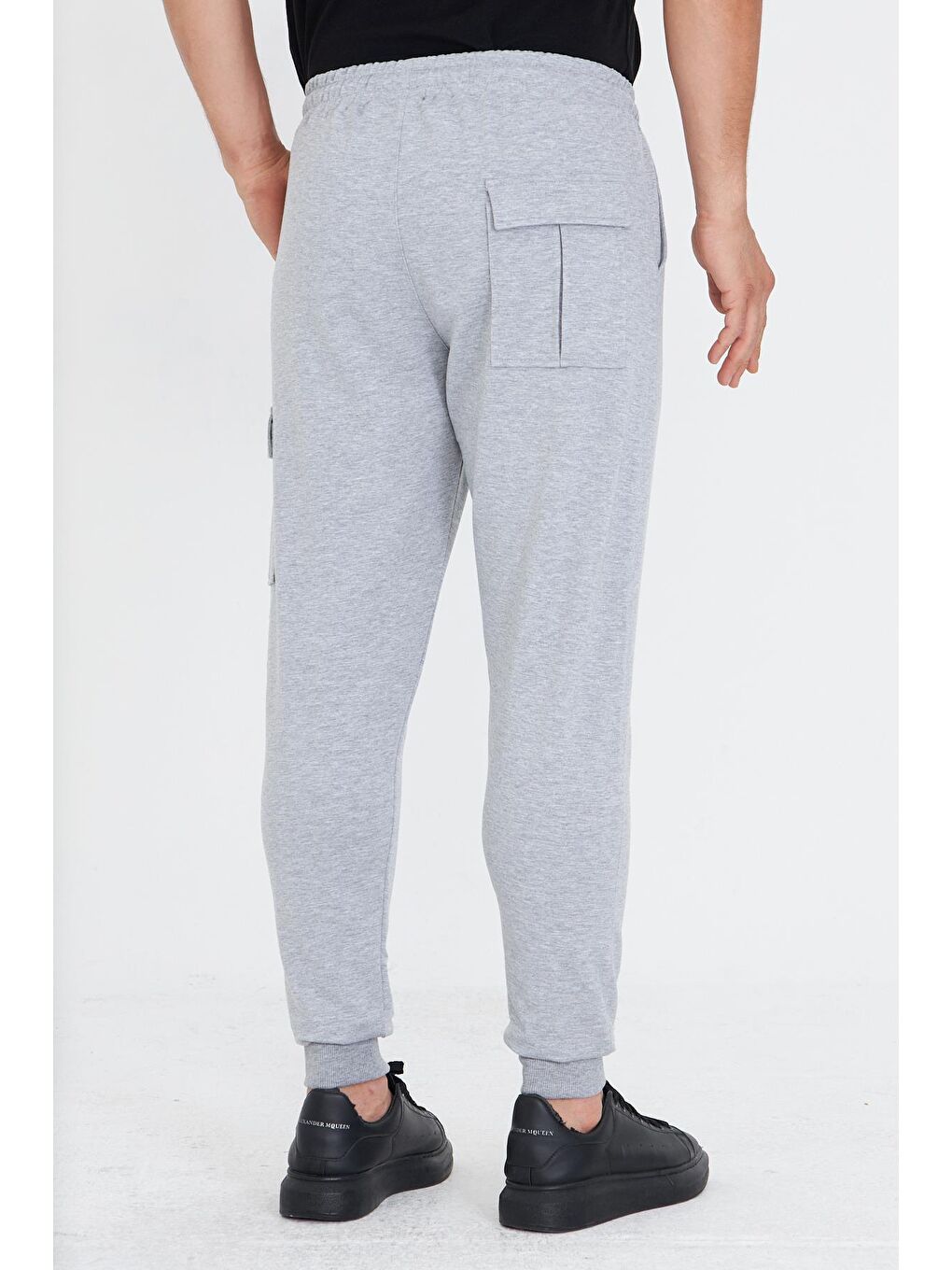 Erkek Pamuklu Kargo Cepli Eşofman Altı Gri Melanj 5821-G-5