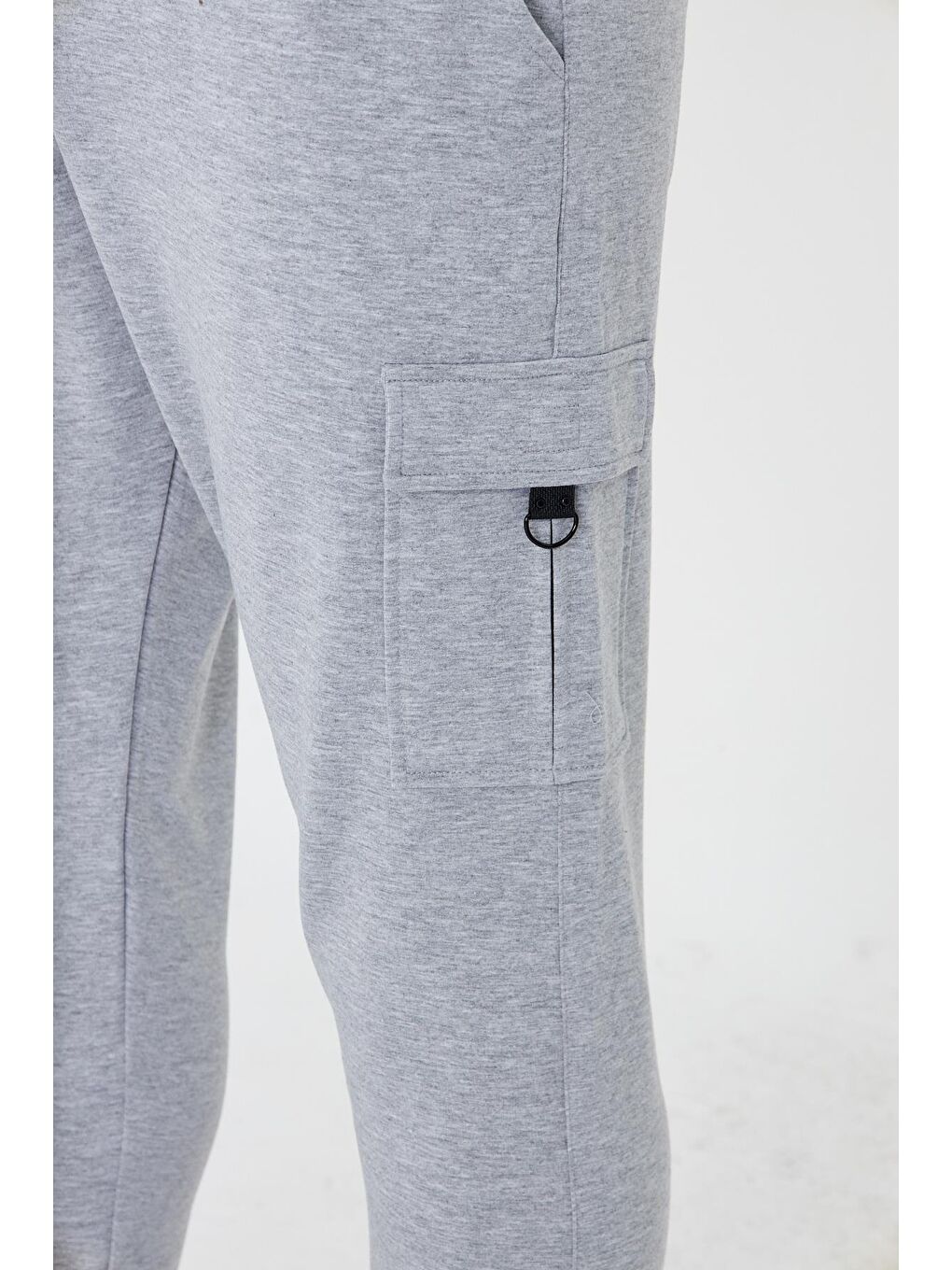 Erkek Pamuklu Kargo Cepli Eşofman Altı Gri Melanj 5821-G-6