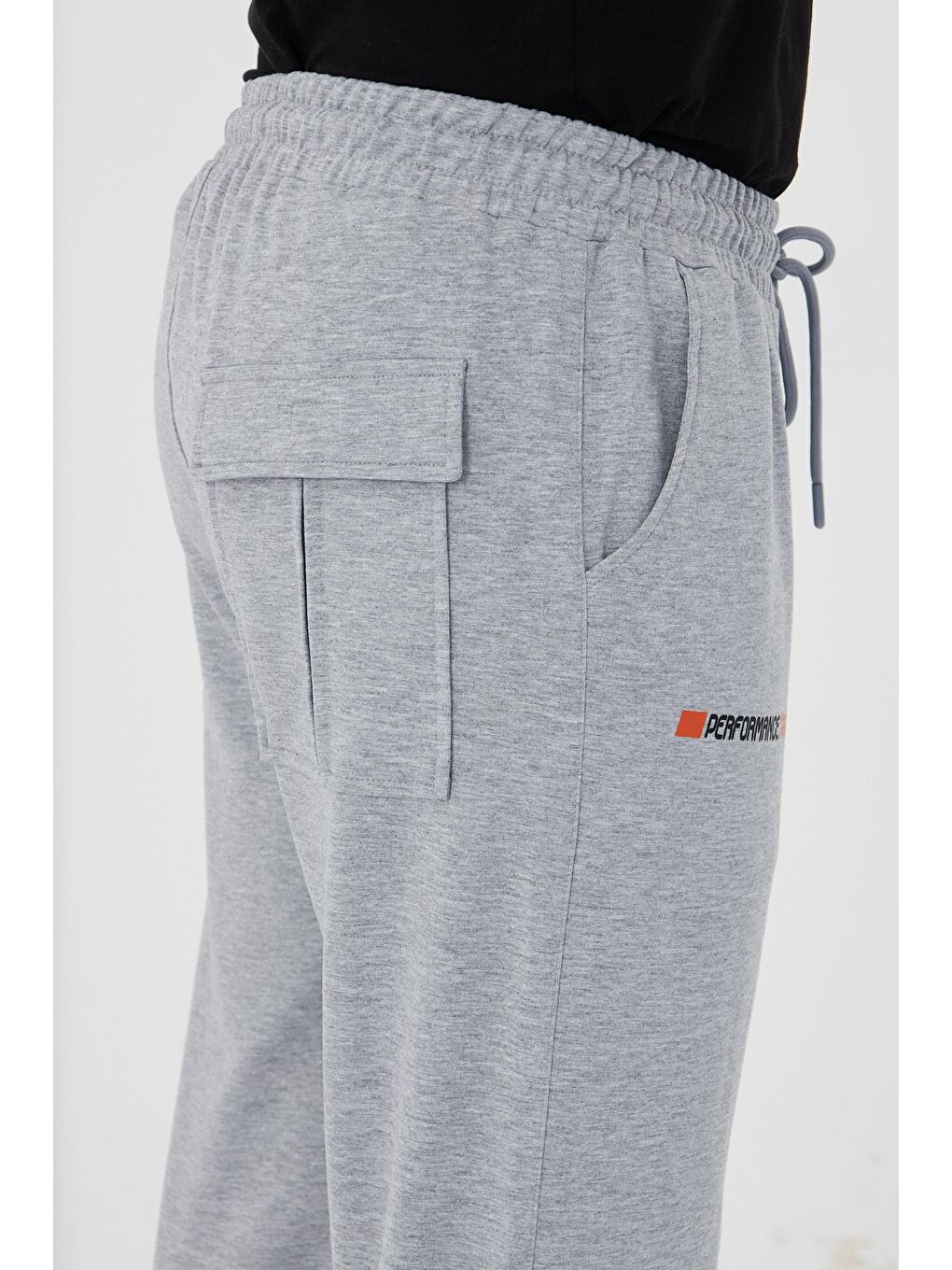 Erkek Pamuklu Kargo Cepli Eşofman Altı Gri Melanj 5821-G-7