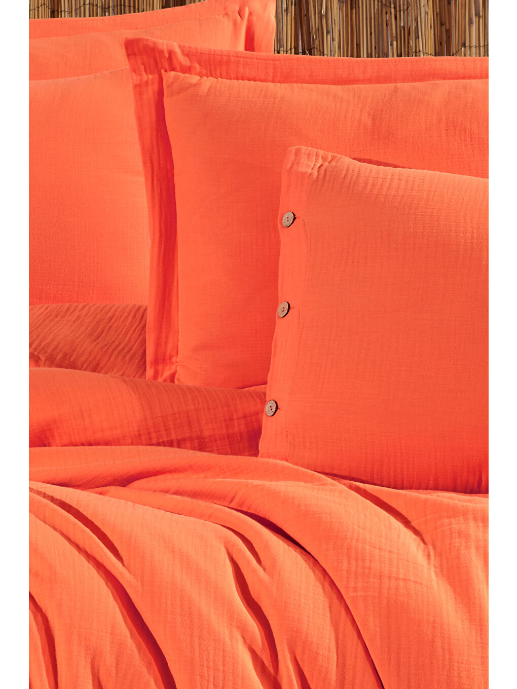 Turuncu %100 Pamuk Müslin Çift Kişilik Nevresim Takımı – Doğal ve Nefes Alabilen-2