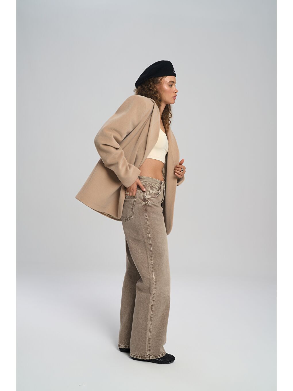 Runa Oversize Bej Blazer-3