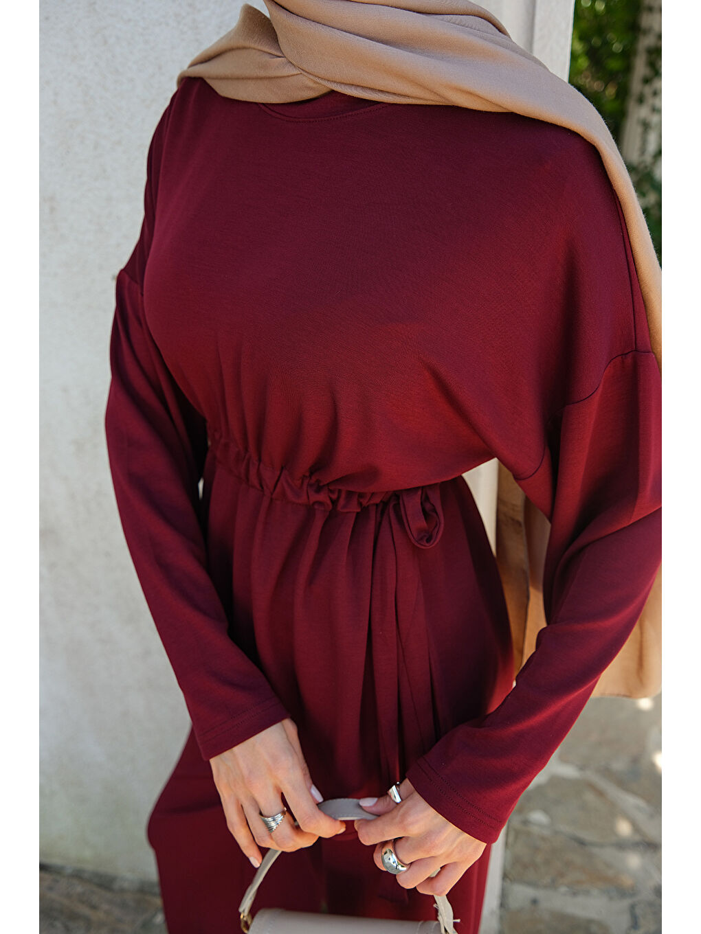 Kadın Bel Bağlama Detay İkili Takım Bordo-4