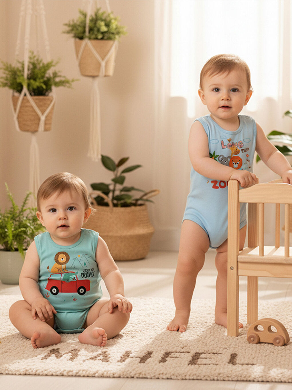 Mavi 2'Li Atlet %100 Pamuklu Çıtçıtlı Bebek Body Zıbın 146-276-1