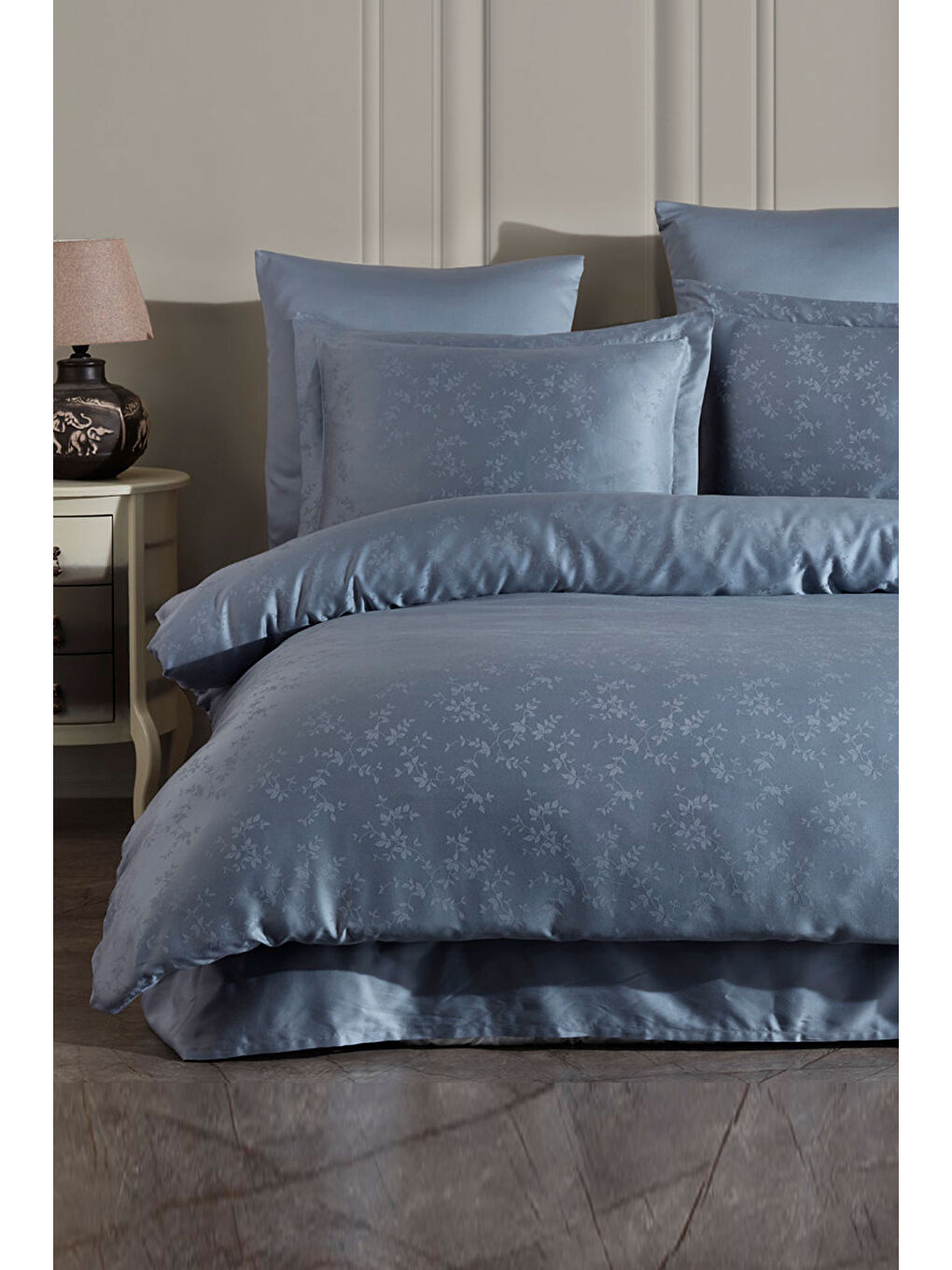 Karışık (Family Size) Liyosel Jakar Nevresim Takımı - Eva İndigo-1