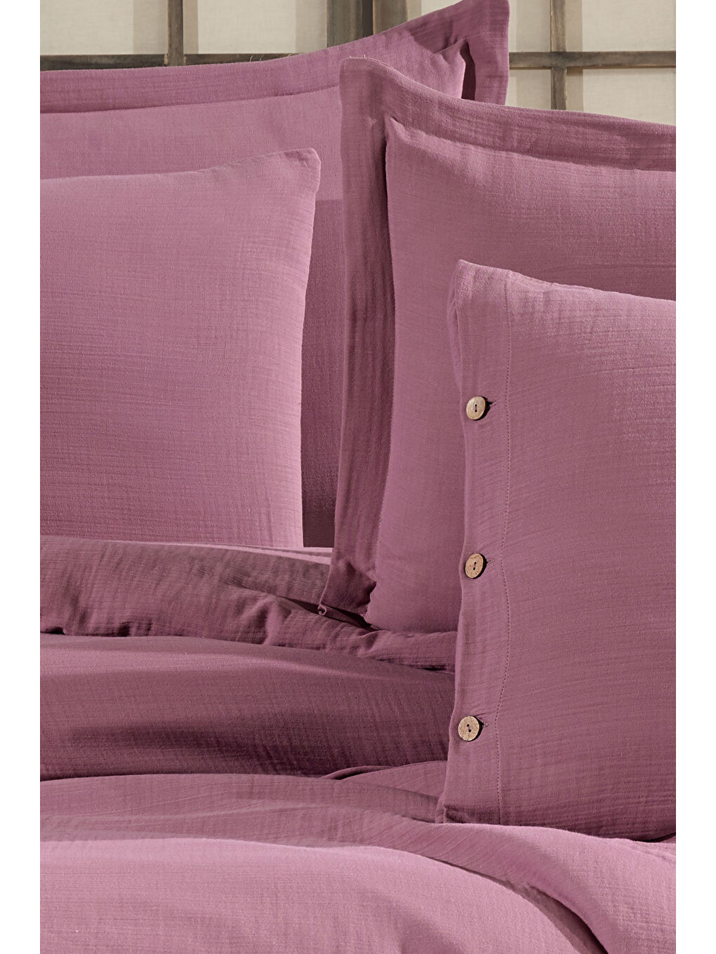 Pembe %100 Pamuk Müslin Çift Kişilik Nevresim Takımı – Doğal ve Nefes Alabilen-2