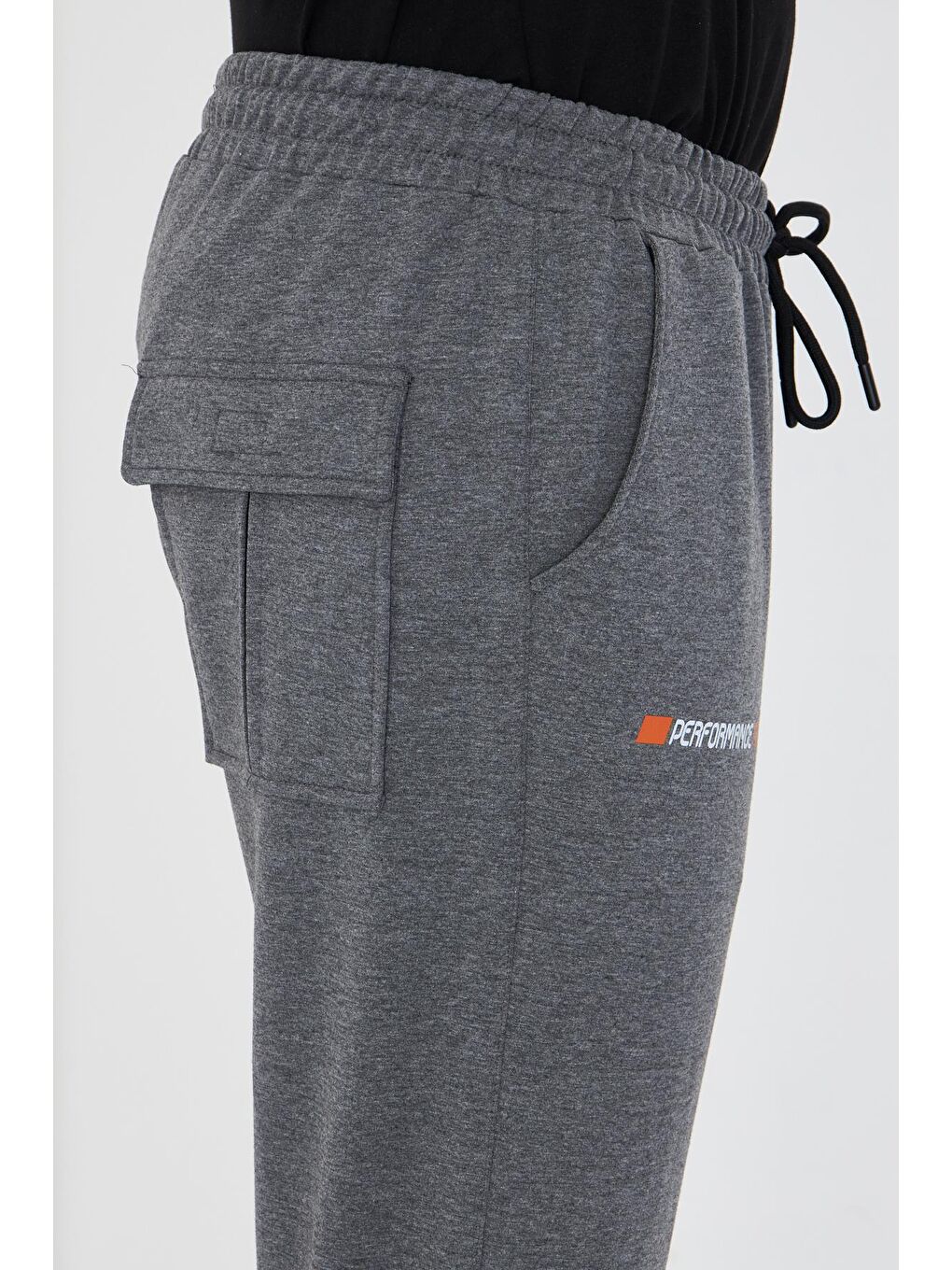 Erkek Pamuklu Kargo Cepli Eşofman Altı Antrasit Melanj 5821-A-7