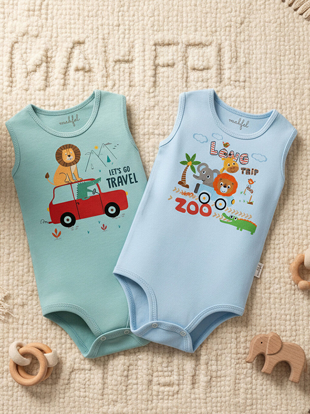 Mavi 2'Li Atlet %100 Pamuklu Çıtçıtlı Bebek Body Zıbın 146-276-2