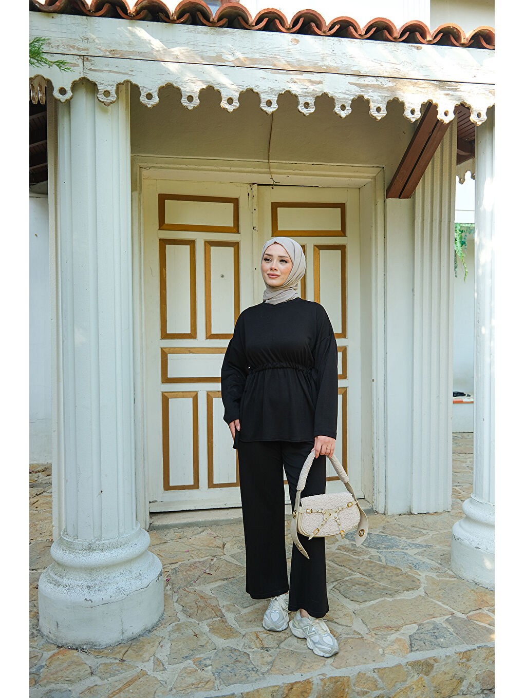 Kadın Bel Bağlama Detay İkili Takım Siyah-2