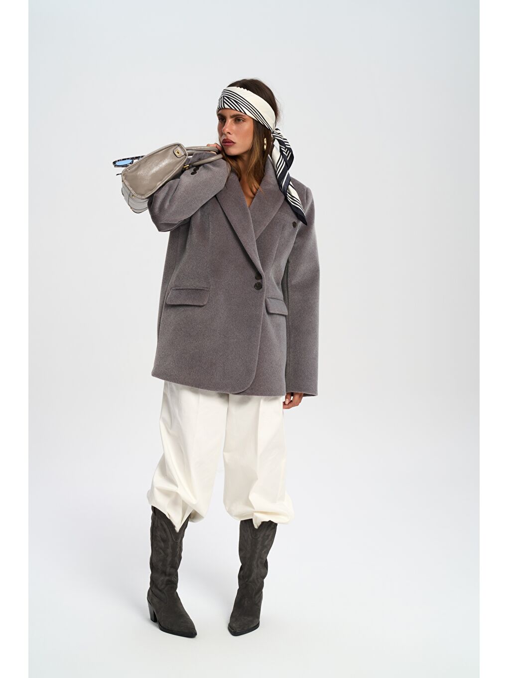 Runa Oversize Gri Blazer-5