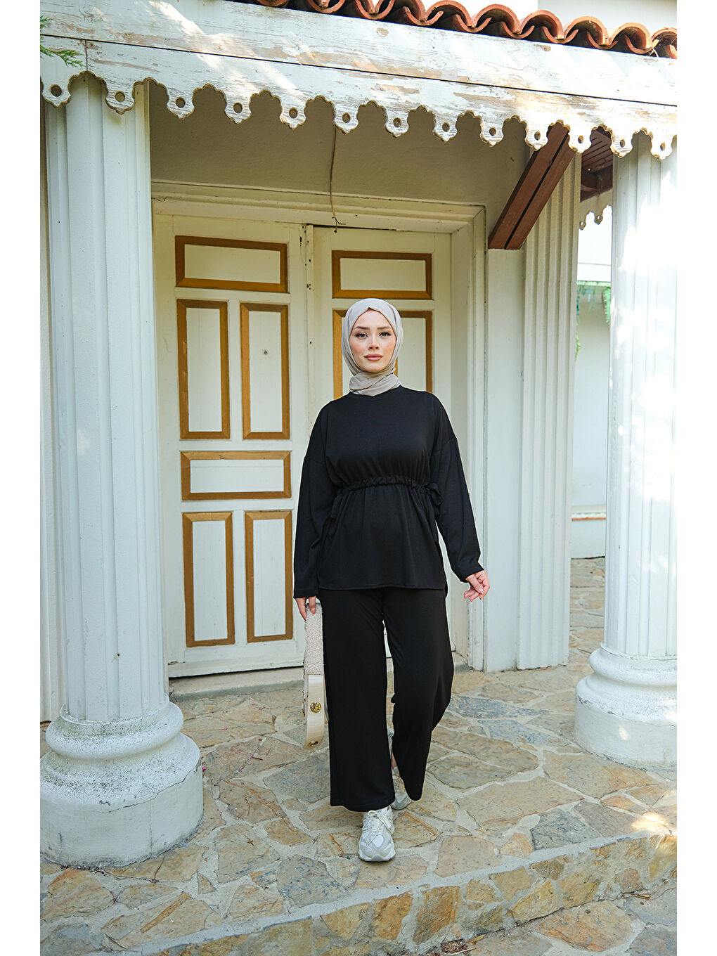 Kadın Bel Bağlama Detay İkili Takım Siyah-3