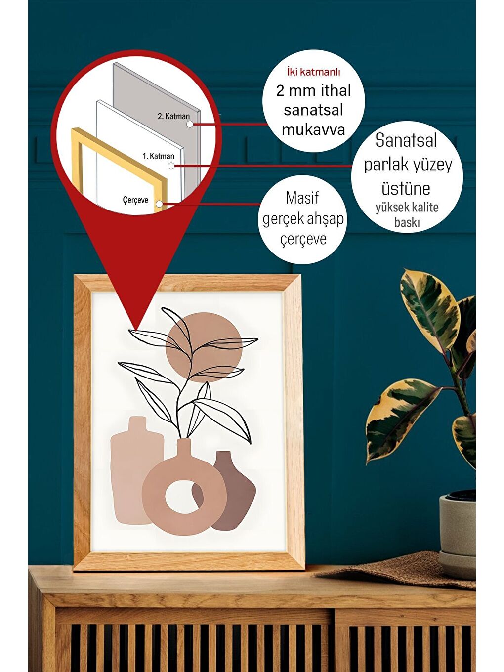 Beyaz Gerçek Ahşap Çerçeveli 3 Parça 3D Poster Tablo Seti - 3DARTSOHOSET87-1520-2