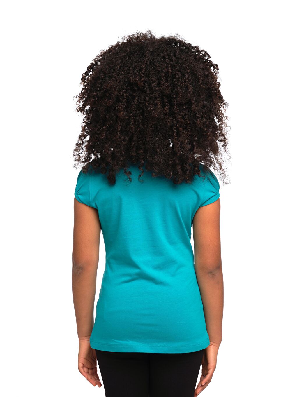 Açık Turkuaz Kız Çocuk Kısa Kollu Basıc Tişört-2